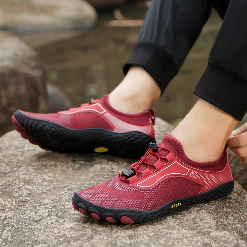 Baskets Pieds Nus Respirantes rouge1