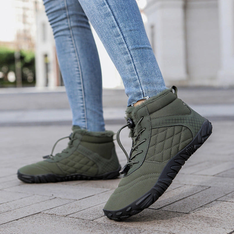 Bottines Chaudes Pieds Nus pour l'Hiver vert1