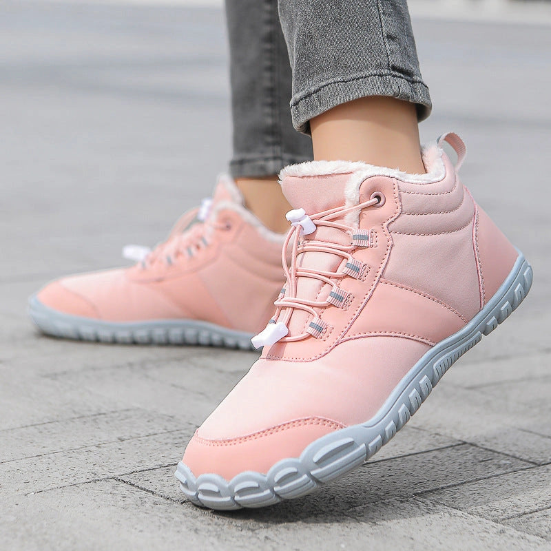 Bottines Pieds Nus d'Hiver Ultra Chaudes rose1
