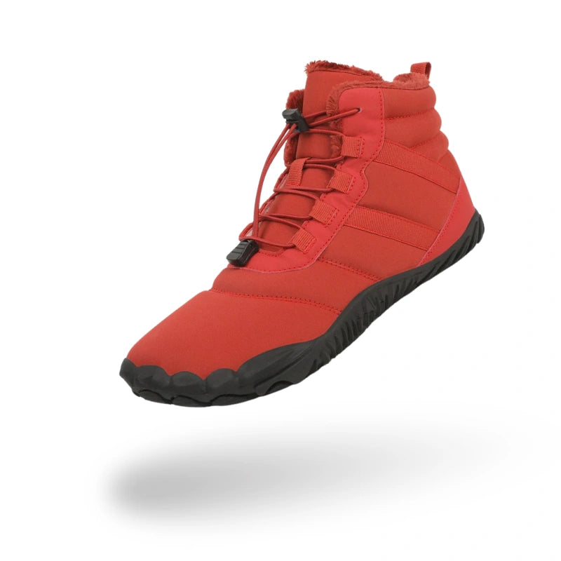 Bottines d'Hiver Chaudes Pieds Nus rouge